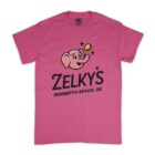A pink shirt with an elephant logo on it.