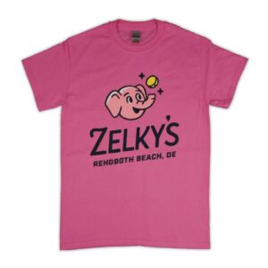 A pink shirt with an elephant logo on it.