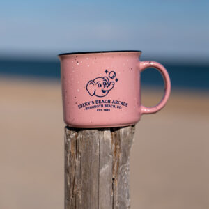 souvenir drinkware pink speckled metal mug rehoboth zelkys beach arcade